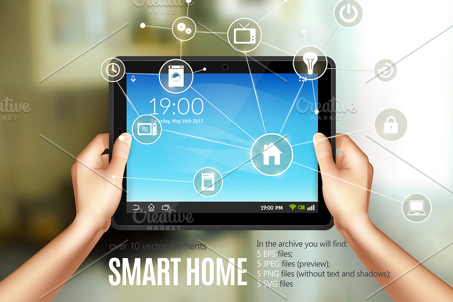 Smart Home Realistic Set in Illustrations - product preview 8