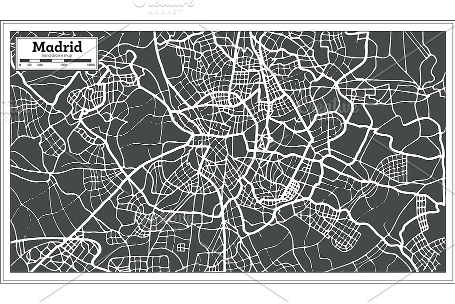 Madrid Spain Map in Retro Style. in Illustrations - product preview 8