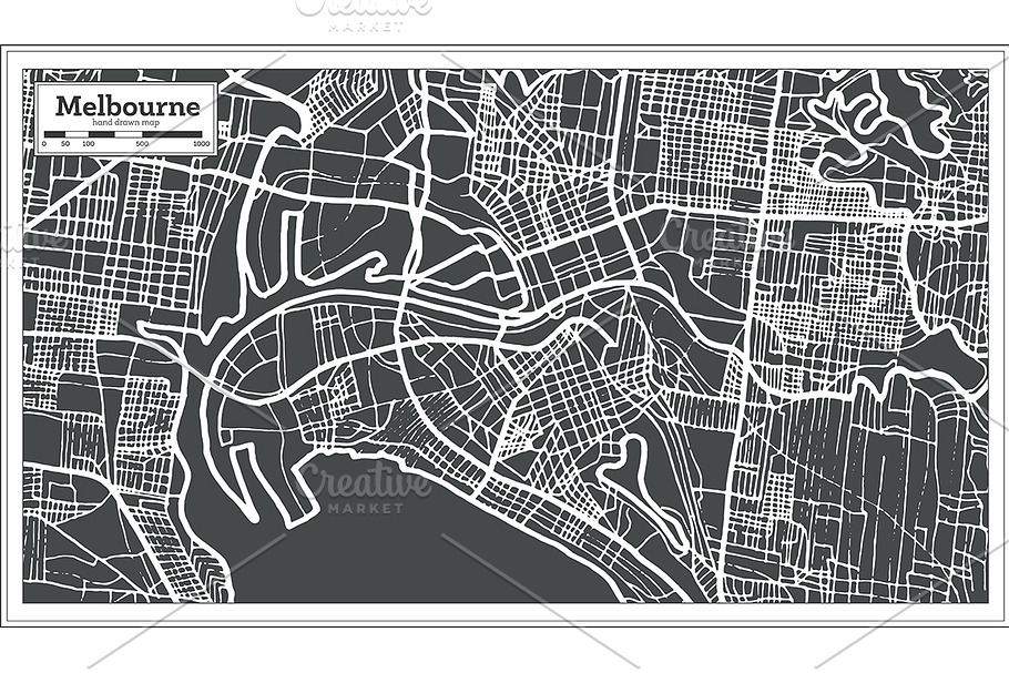 Melbourne Australia Map in Retro in Illustrations - product preview 8
