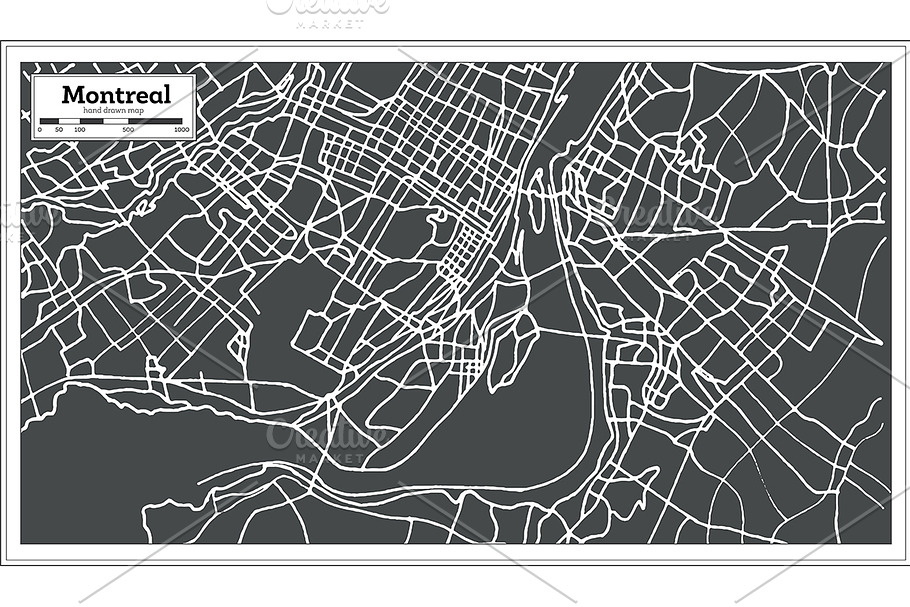 Montreal Canada Map in Retro Style. in Illustrations - product preview 8