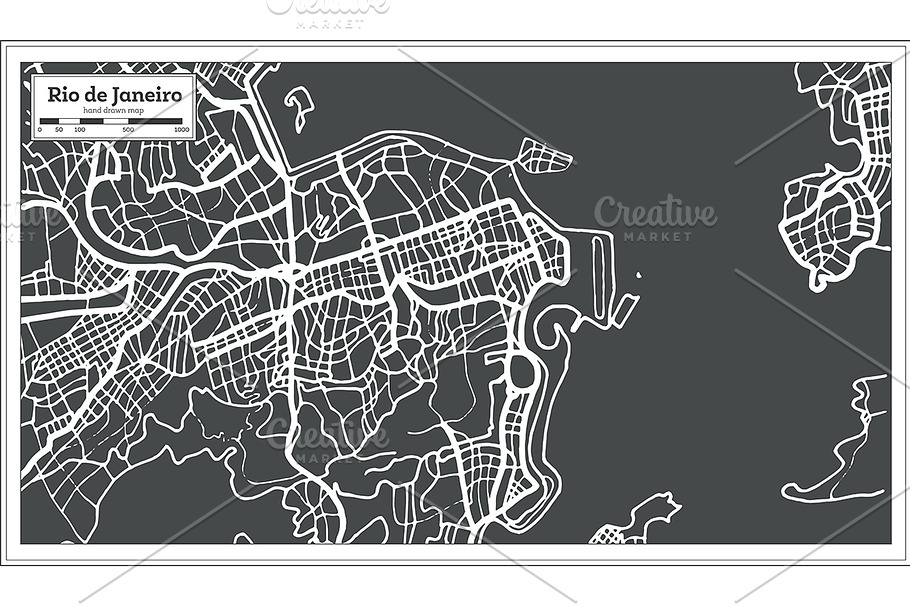 Rio de Janeiro Map in Retro Style. in Illustrations - product preview 8