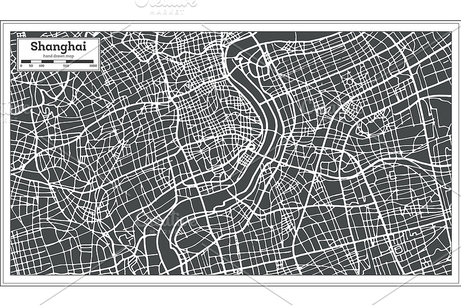Shanghai China City Map in Retro in Illustrations - product preview 8