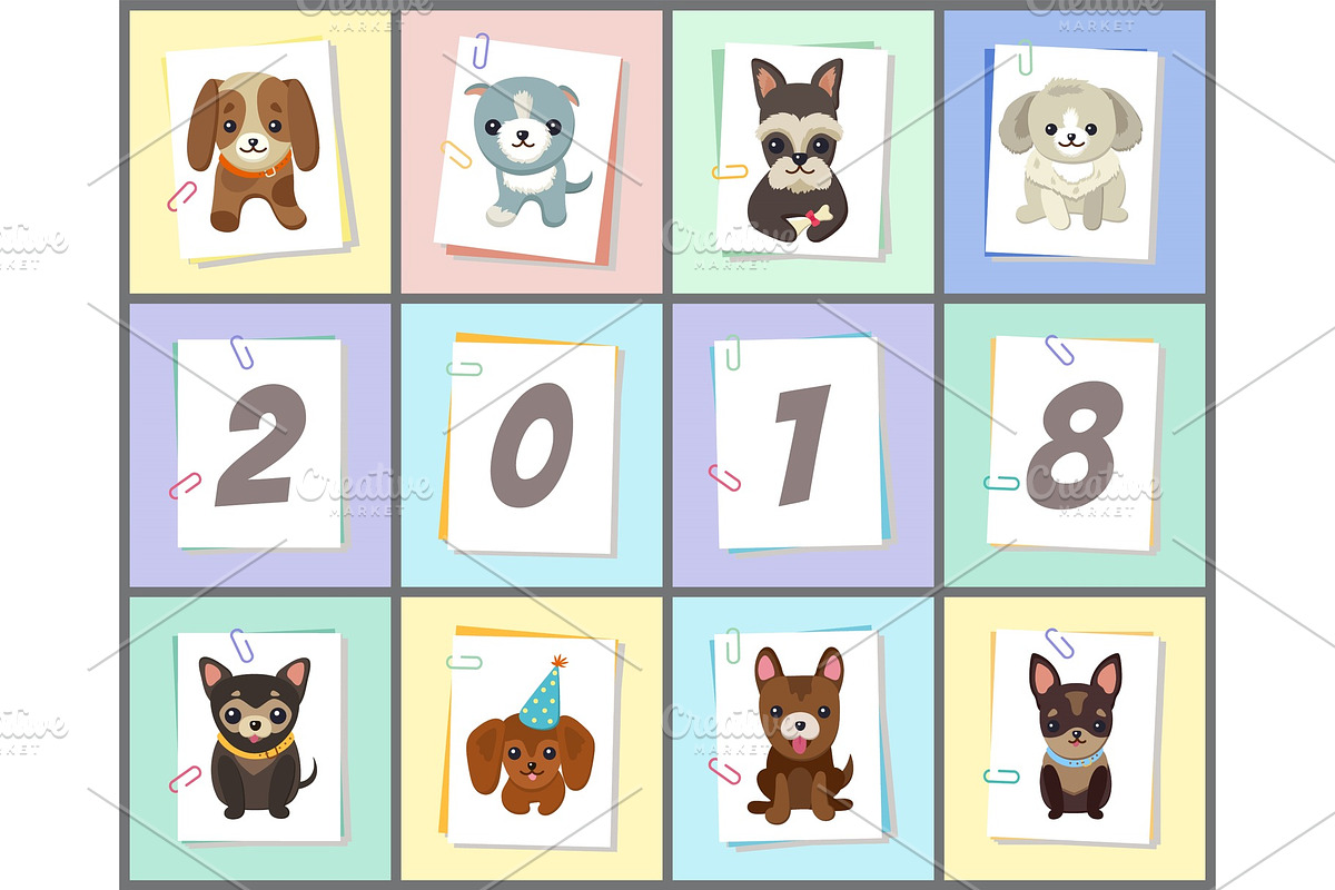New Year 2018 Symbol Dog Vector Illustration in Illustrations - product preview 8