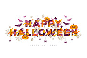 Halloween typography design with pumpkins
