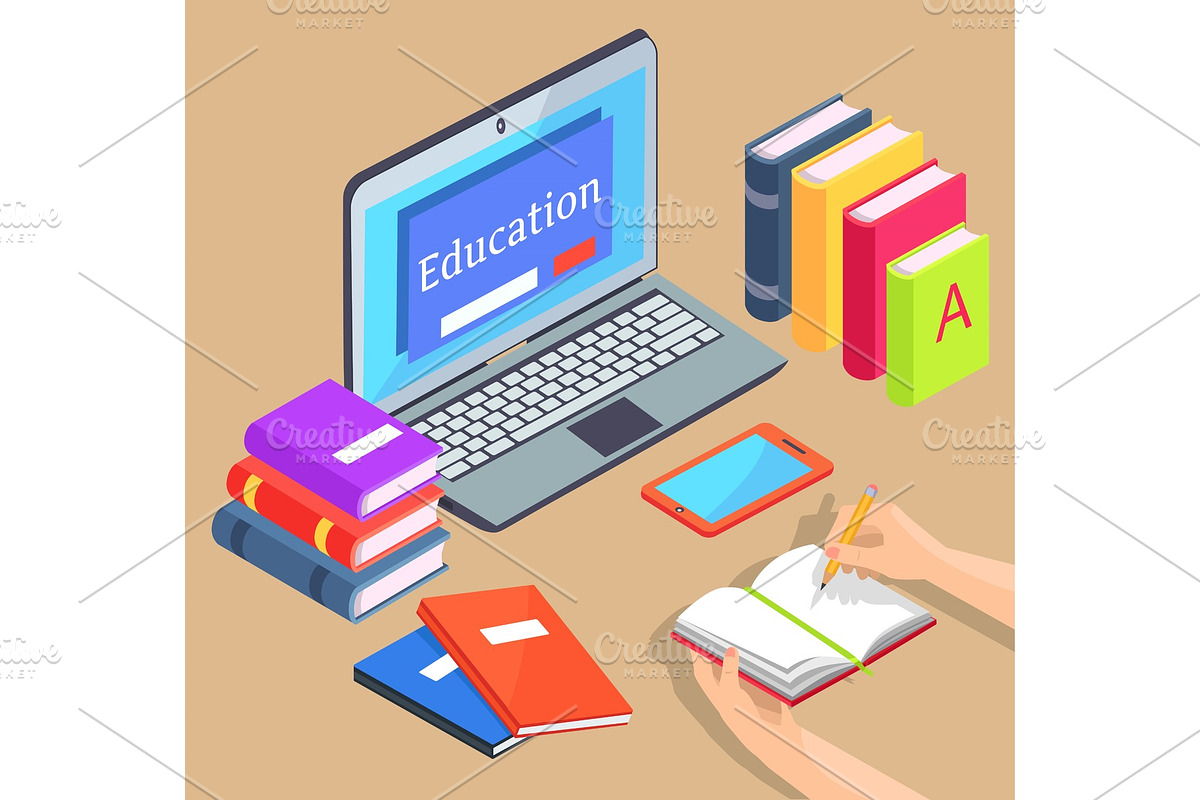 Online & Distance Education Isolated Illustration in Illustrations - product preview 8