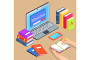 Online & Distance Education Isolated Illustration