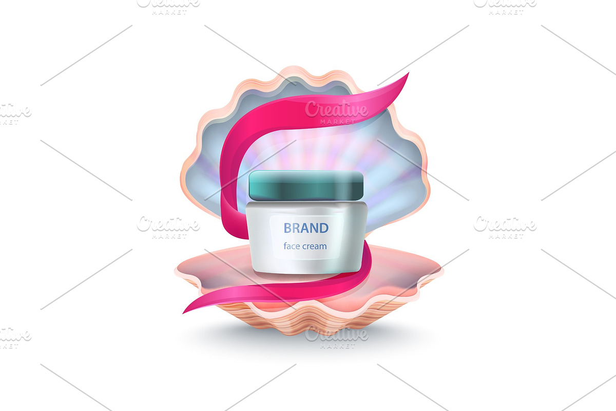Brand Face Cream in Shell Vector Illustration in Illustrations - product preview 8