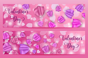 Valentine's day banners with petals.