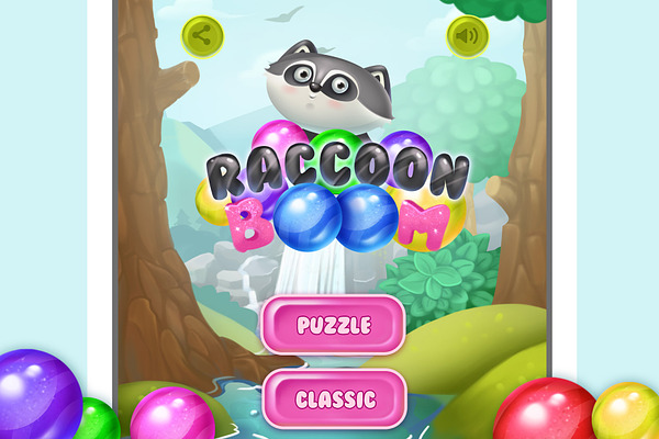 Raccoon Bubble Shooter Full Game Set