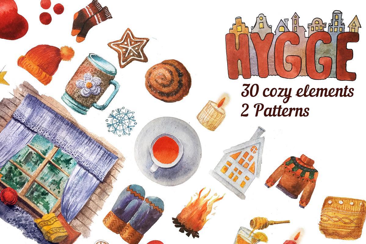 Hygge. Set of cozy elements. in Illustrations - product preview 8