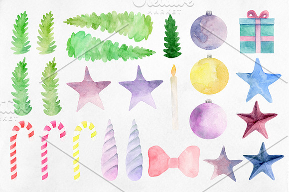 Watercolor Christmas clip art in Illustrations - product preview 1