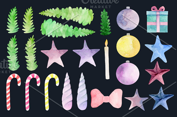 Watercolor Christmas clip art in Illustrations - product preview 2