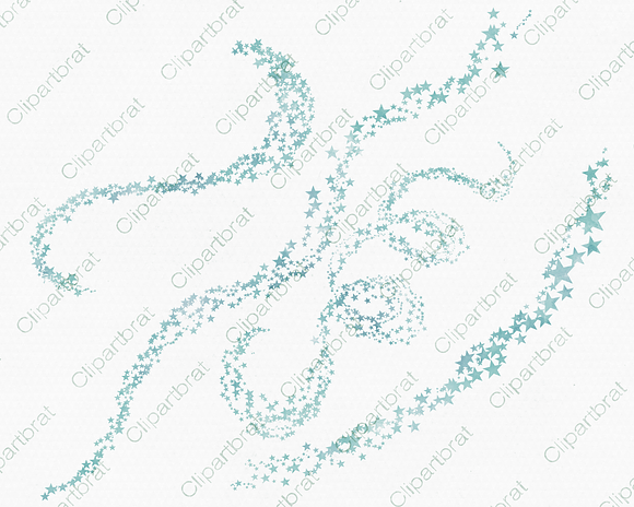 Aqua Watercolor Swirling Stars in Illustrations - product preview 3