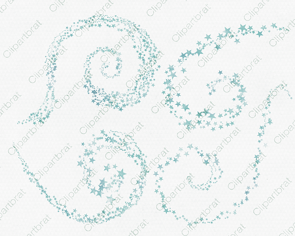 Aqua Watercolor Swirling Stars in Illustrations - product preview 4