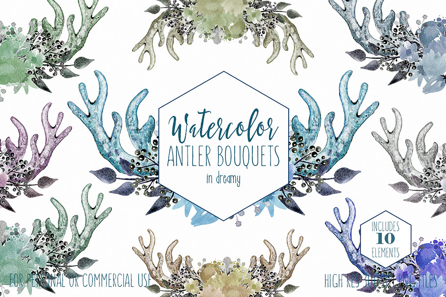 Boho Chic Deer Antler Bouquets in Illustrations - product preview 8
