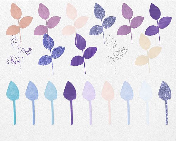 Purple & Mint Watercolor Rose Floral in Illustrations - product preview 2