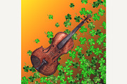 Watercolor violin clover background