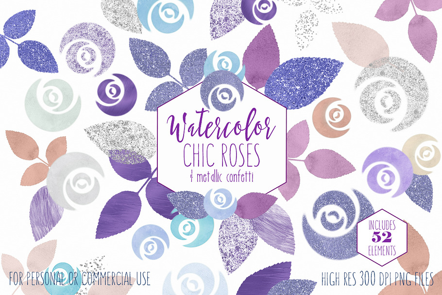 Chic Watercolor Rose Floral