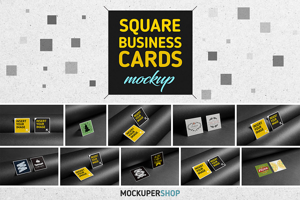 Square business card mock-up