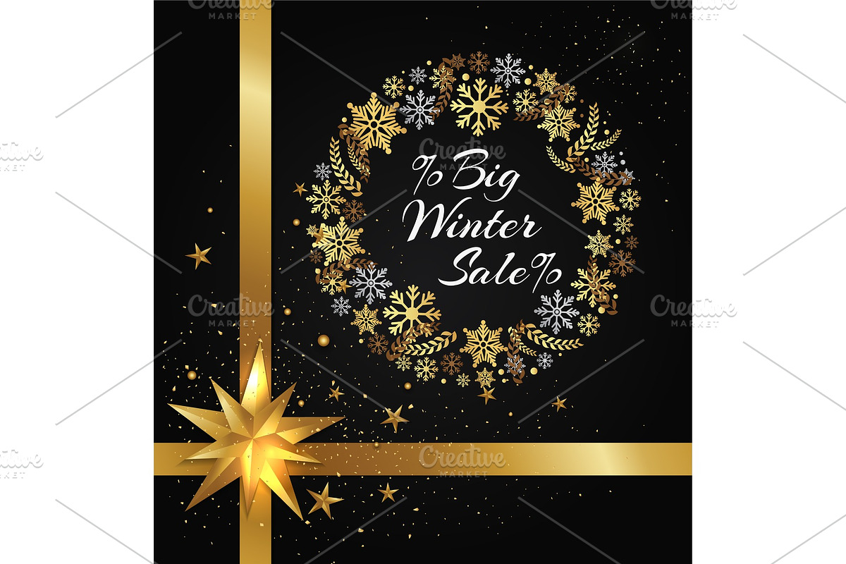 Winter Sale Poster in Frame Made of Snowflakes in Illustrations - product preview 8