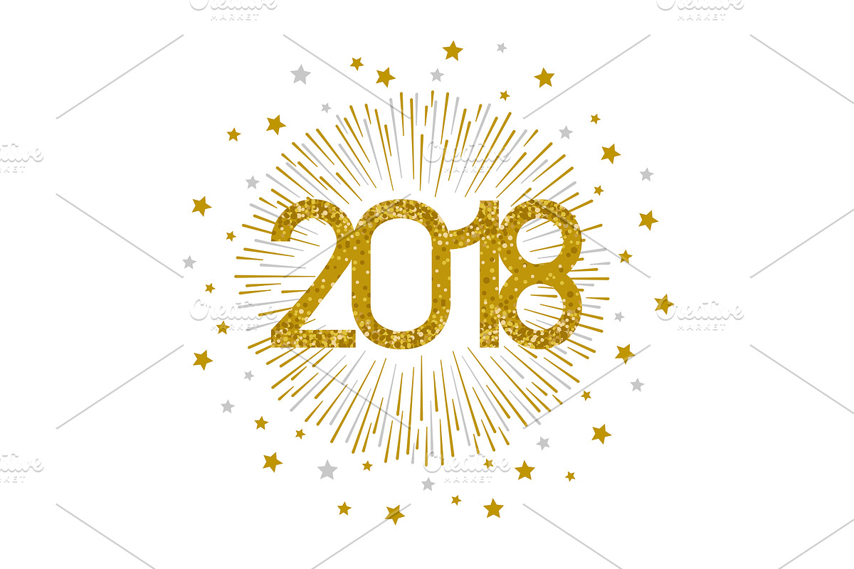 2018 gold firework design in Illustrations - product preview 8