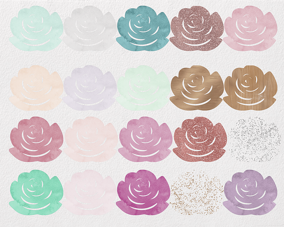 Rose Gold & Blush Watercolor Roses in Illustrations - product preview 3