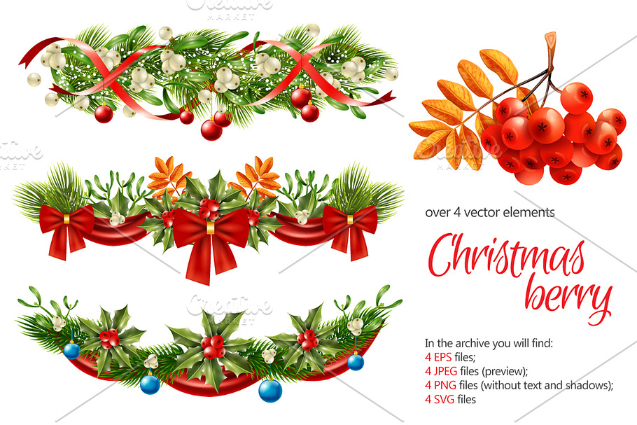 Christmas Berry Set in Illustrations - product preview 8