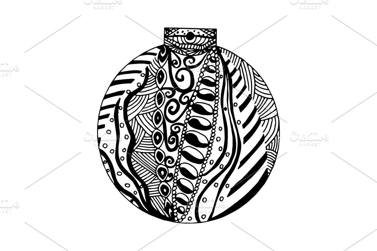 Handdrawn black and white ball in Illustrations - product preview 8