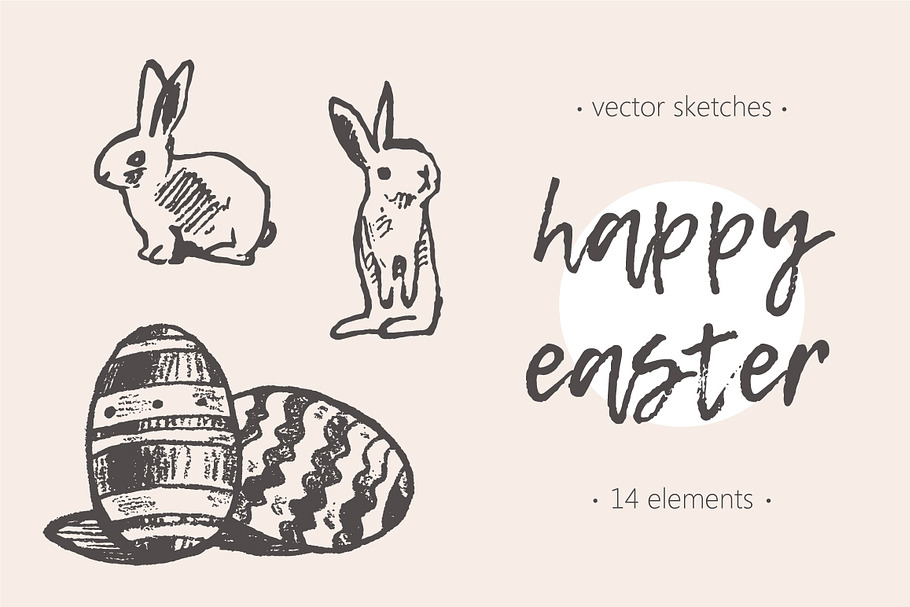 Set of cute easter rabbits, eggs in Illustrations - product preview 8
