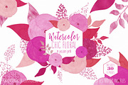 Chic Watercolor Pink Floral Graphics
