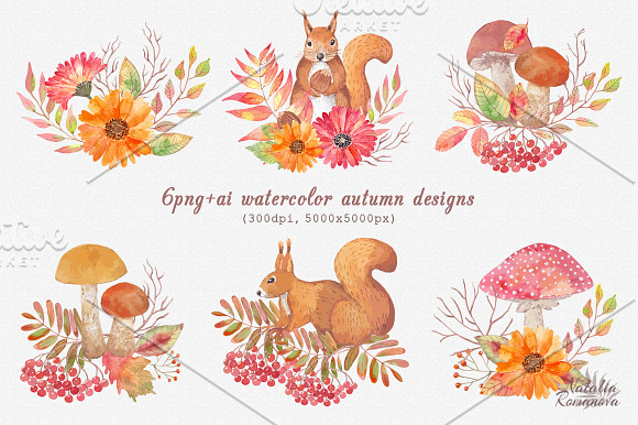 Autumn watercolor collection in Illustrations - product preview 2