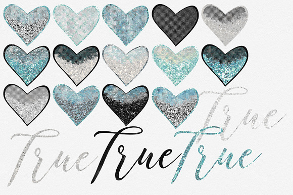 Glam Hearts Teal Love Graphics in Illustrations - product preview 2