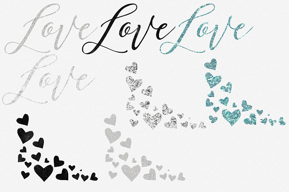 Glam Hearts Teal Love Graphics in Illustrations - product preview 3
