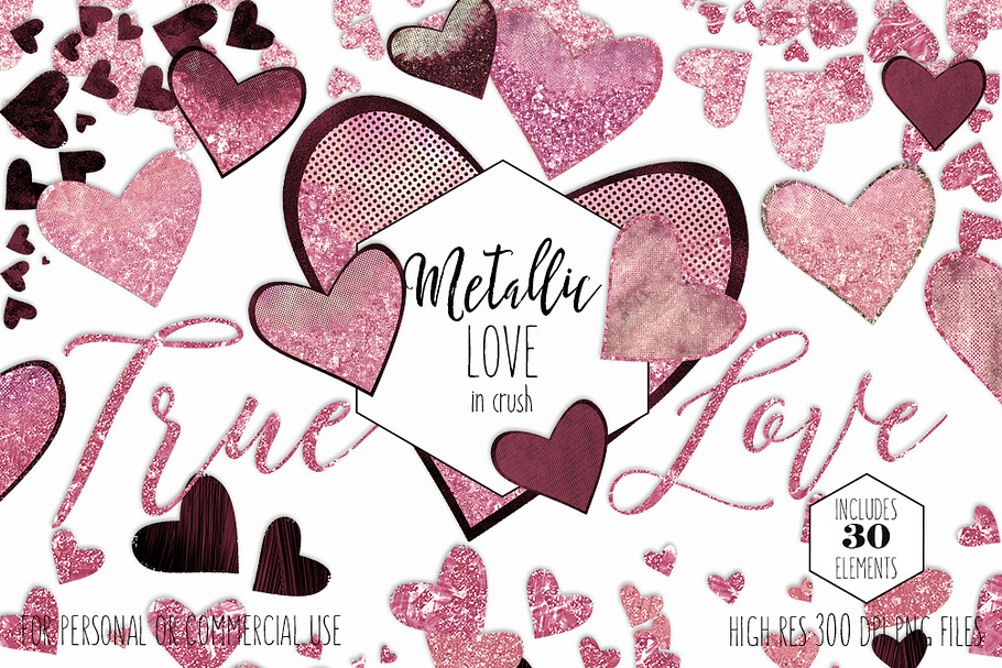 Pink & Burgundy Hearts Love Graphics in Illustrations - product preview 8