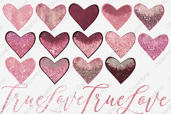 Pink & Burgundy Hearts Love Graphics in Illustrations - product preview 1