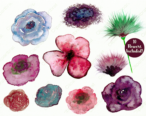 Exotic Watercolor Floral Graphics in Illustrations - product preview 1