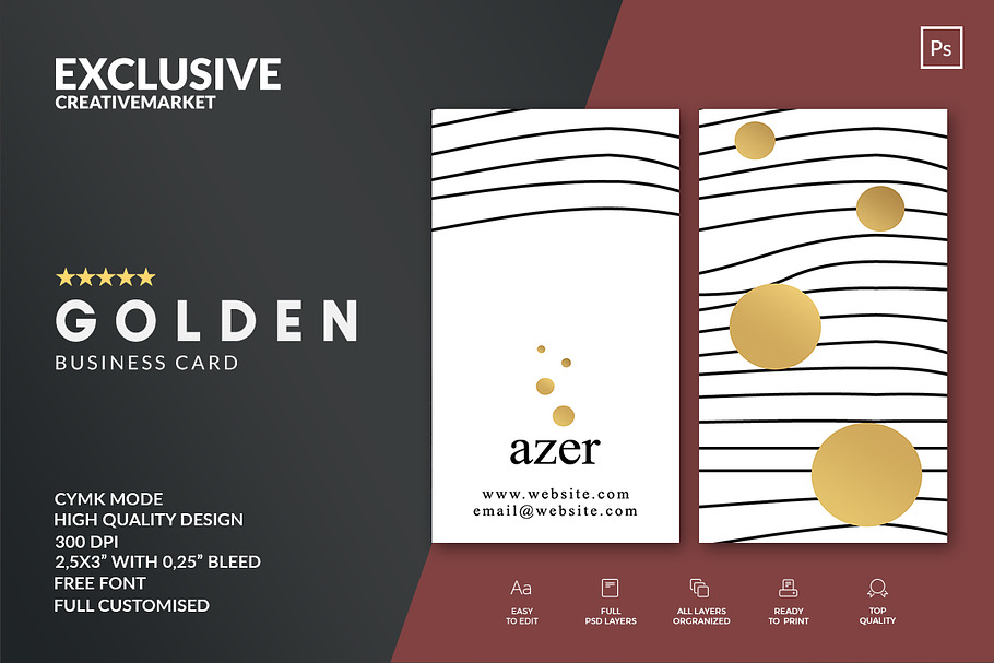 GOLDEN Business Card Template & Logo in Business Card Templates - product preview 8