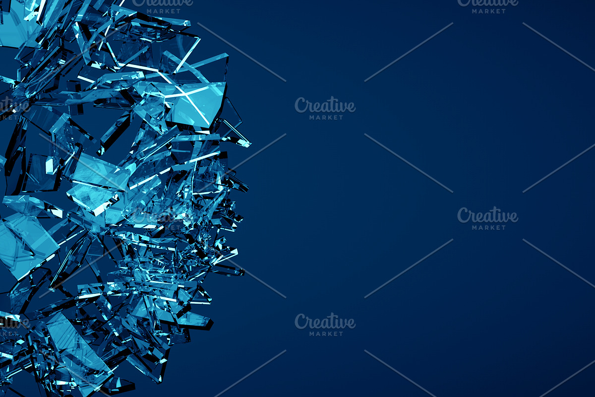 Shatered blue glass background in Illustrations - product preview 8