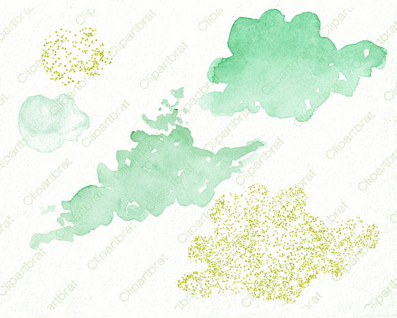Mint Watercolor Mermaid Clipart in Illustrations - product preview 3