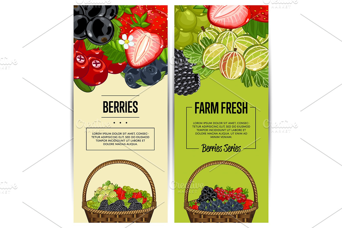 Farm fresh berry flyers set in Illustrations - product preview 8
