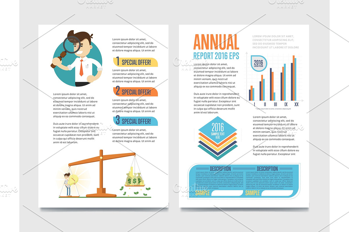 Annual report template set with diagram in Illustrations - product preview 8