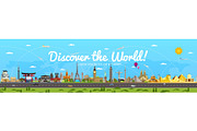 Discover the World poster with famous attractions