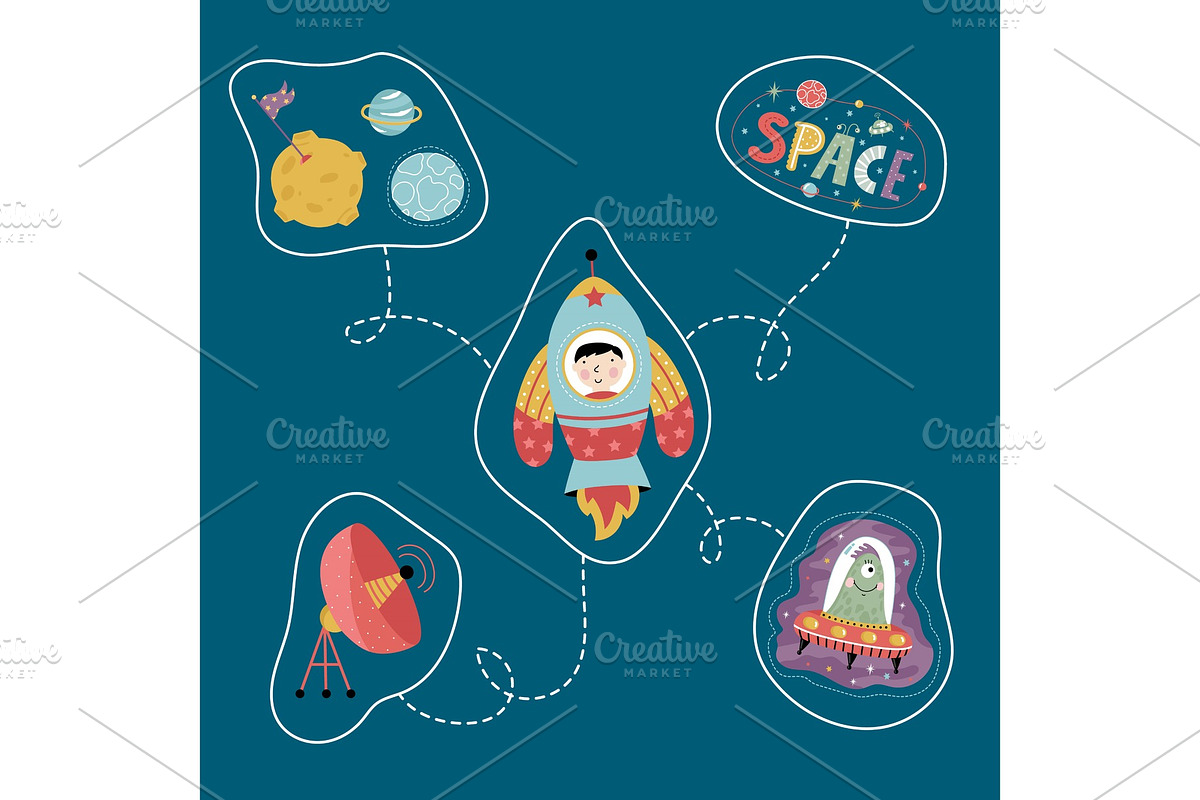 Space Cartoon Style Vector Concept in Illustrations - product preview 8