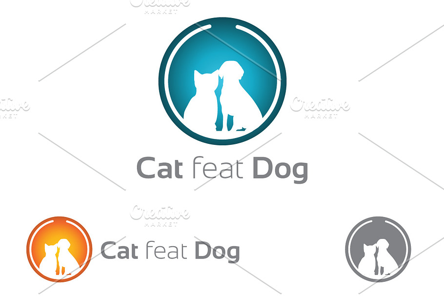 Cat and Dog Together in Circle