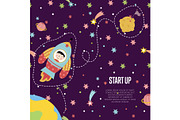 Start up Space Cartoon Vector Web Page Template