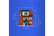 Architectural plan isolated on blue background