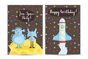 Happy Birthday Vector Cartoon Greeting Card