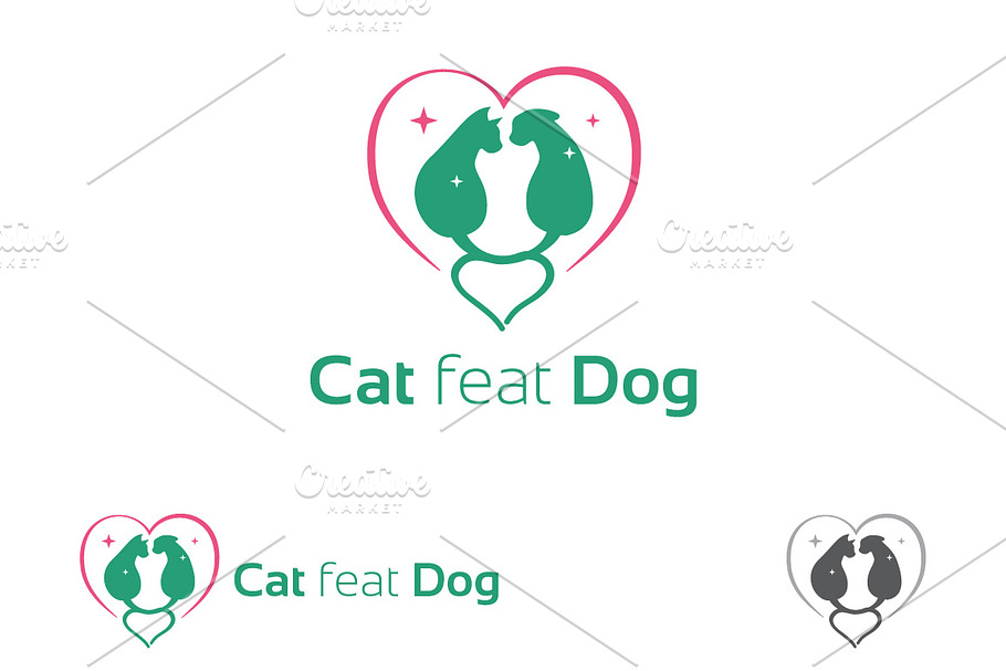 Dog and Cat Care Love Logo Symbol