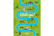 Welcome to Japan poster with famous attractions