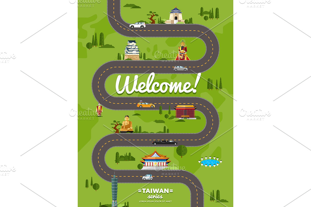 Welcome to Taiwan poster with famous attractions in Illustrations - product preview 8